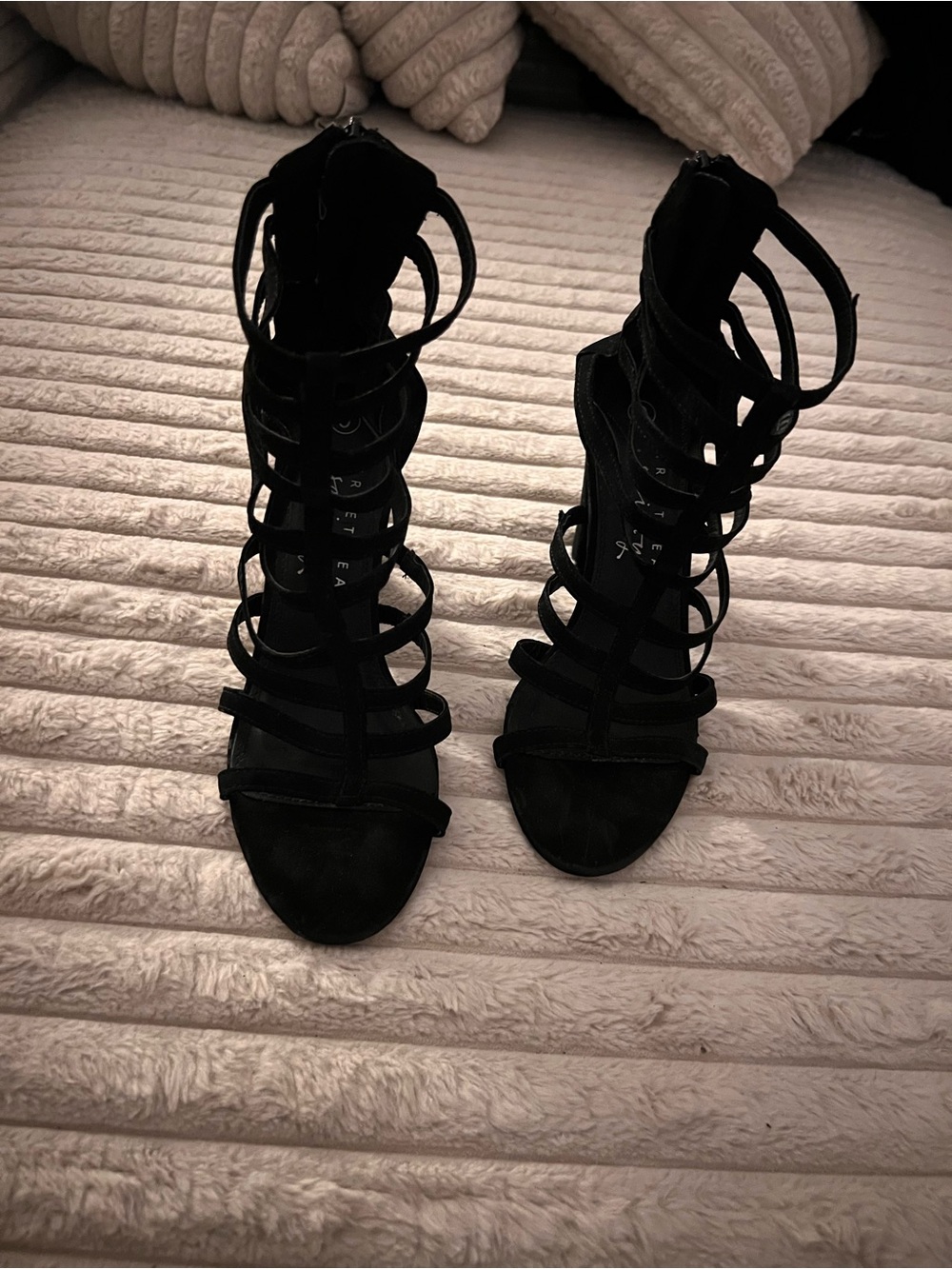 Black Strappy High-Heel Sandals - Women